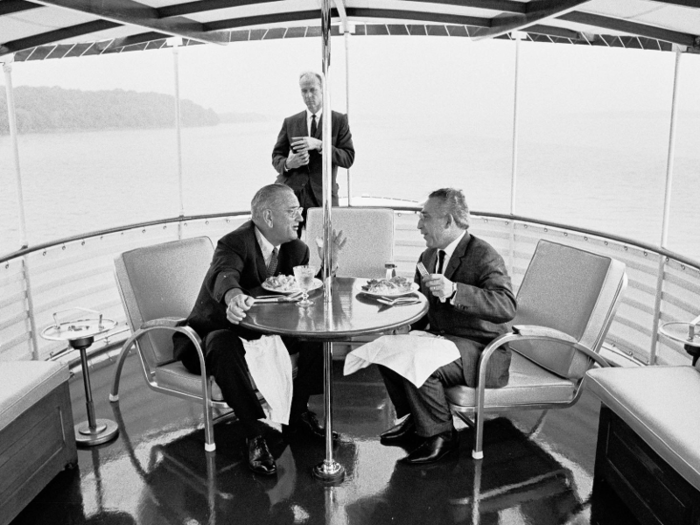 President Lyndon Baines Johnson used to project movies on the main deck.