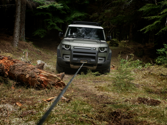 The Defender has a maximum towing capacity of 8,201 pounds and a maximum roof load of 370 pounds.