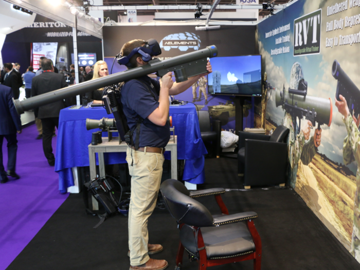 The conference also had a VR simulator where attendees could practice firing a wireless rocket launcher at old farmhouses. Sadly, Business Insider didn