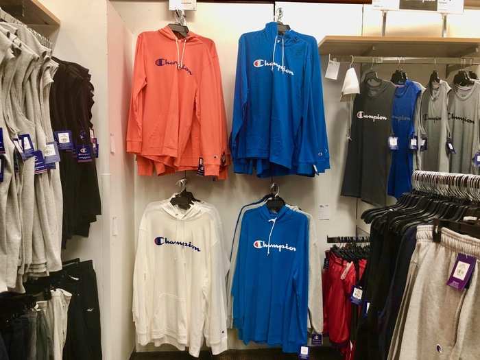 The athletic department had some items from Champion, but a store associate told us that we would not be able to find anything from Nike or Adidas, two major brands that Kohl