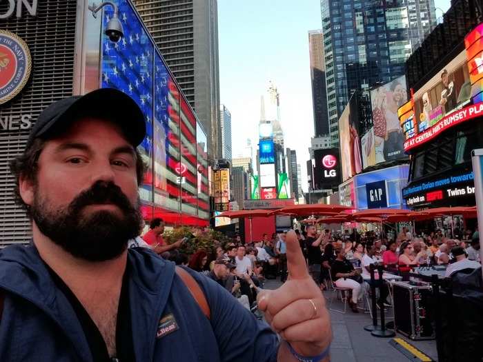 Fifteen minutes later, Sabatier sets off for a walk to Times Square on his way to dinner. "Sometimes I just love to walk 30 to 40 blocks through the city after a long day," he said. "It