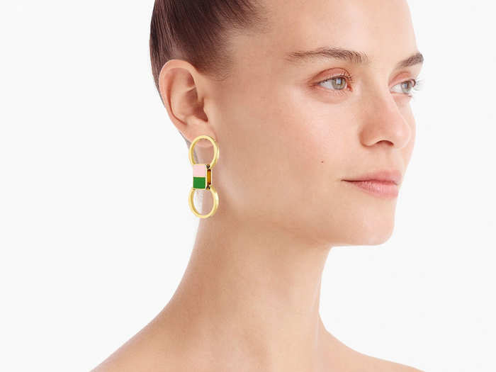 Enamel Drop-Hoop Earrings