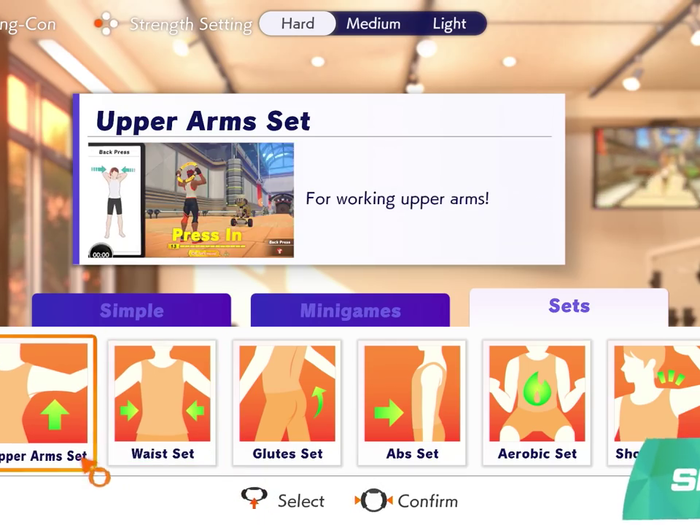 Sets mode will let you target specific muscle groups the same way you would with a traditional workout schedule.