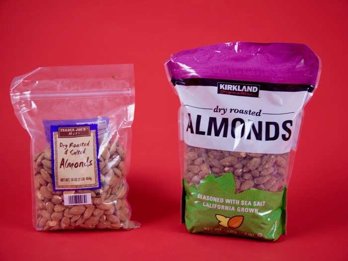 4. ALMONDS — For both brands, we picked out almonds that were dry roasted and salted.