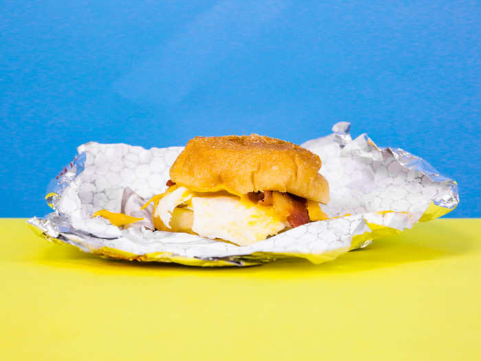 BACON EGG AND CHEESE SANDWICH — Swap out the sausage in the previous sandwich with bacon, and you