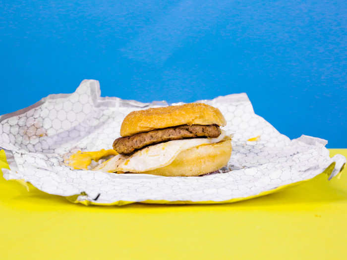 SAUSAGE EGG AND CHEESE SANDWICH — I suppose this is the answer to McDonald