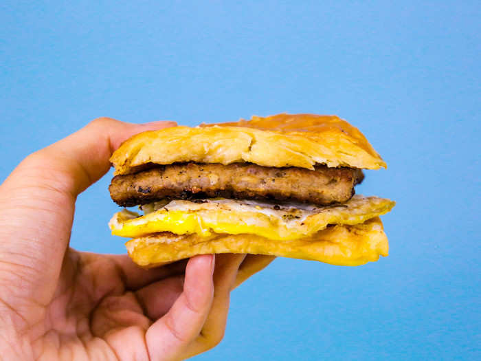 Mild, mushy, and inoffensive, the sausage egg and cheese croissant may make a great meal for someone who enjoys their food bland and very chewable. The croissant was also very squished, which is not how I like my croissants.