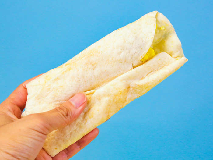 After a great triumph often comes an even greater fall. This burrito is that fall: an uninspiring combination of overcooked scrambled eggs, a smattering of crumbled sausage, and barely noticeable cheese in a tough, bland tortilla