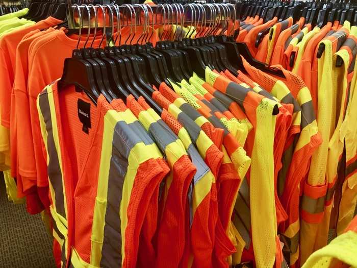 However, we were totally taken by surprise when we found a section devoted to neon traffic vests and construction attire.