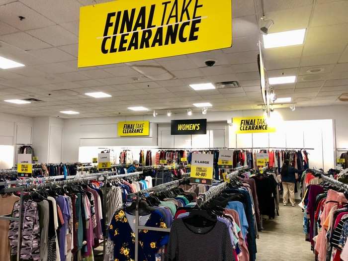 In the clearance section, large yellow signs indicated "final take" sales — and the whole area was surprisingly organized.