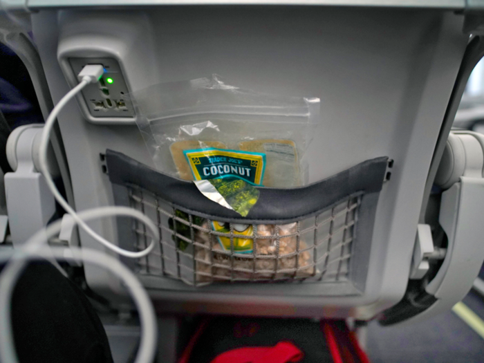 I was able to charge my phone during the flight, thanks to the USB port in front of me. Alaska has USB ports for each seat on all of their planes, while many competing airlines only offer this luxury on some of their planes, according to Lifehacker.