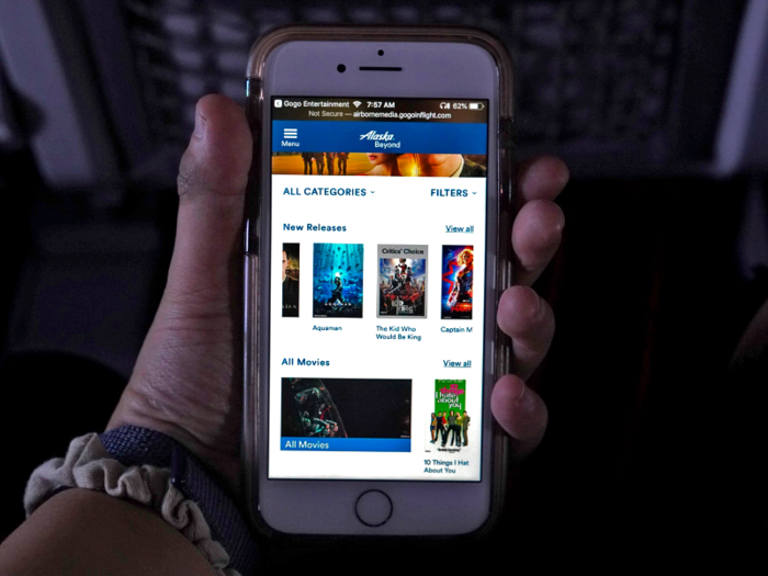 For entertainment, Alaska Air patrons were encouraged to download the Gogo Entertainment app, which has hundreds of options for movies and shows to watch. Unfortunately, none of these options sounded good to me on my tiny phone screen. I prefer when flights have screens on the back of each seat.