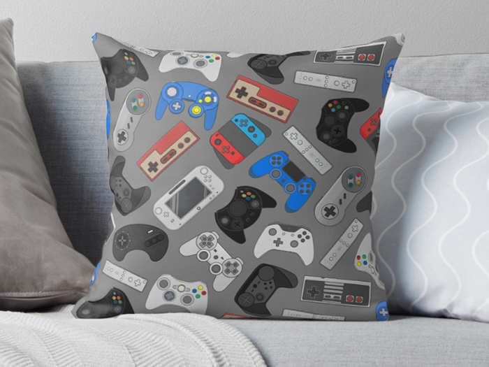 A throw pillow that brings the video game controllers to you