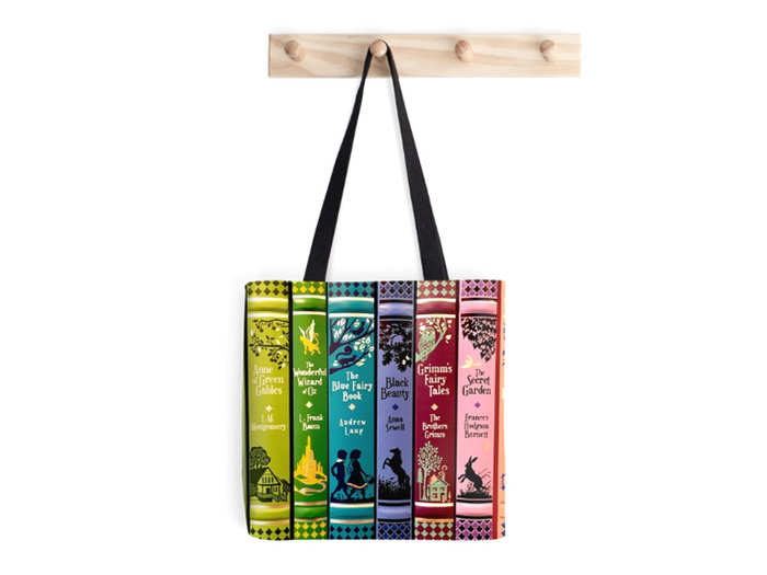 A tote bag filled with timeless works of literature