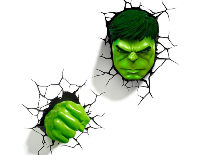 A Hulk head and fist that hangs out on your wall