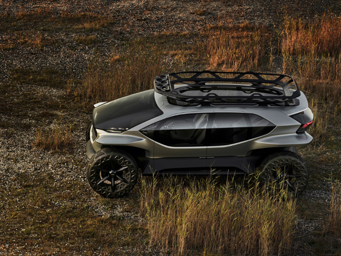 The bumper has integrated storage space. Audi states that this separate compartment can be used for “dirty items” such as hiking boots and wet clothing.