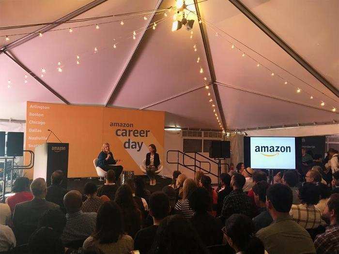 Throughout the day, Amazon held various panel discussions on topics like work culture and company growth.