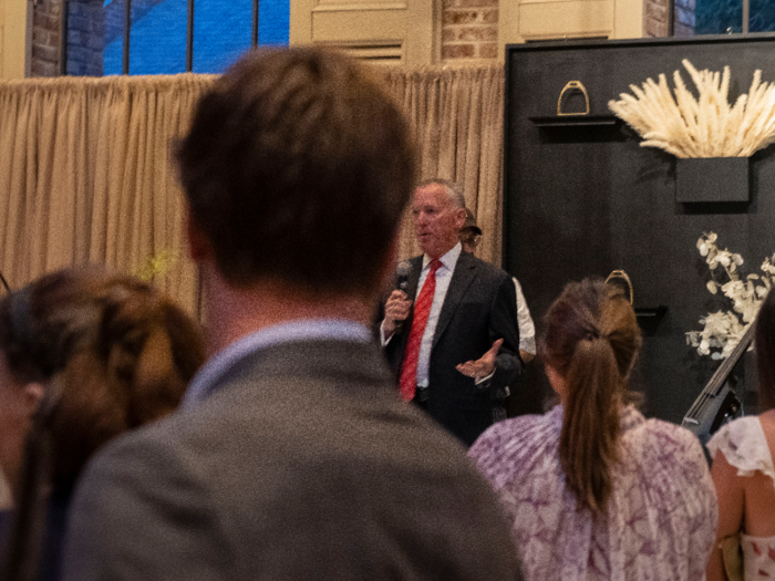 A couple hours into the party, Keeneland President and CEO Bill Thomason called for a Champagne toast in honor of the horse, because "the horse is the reason for our existence and why we do what we do," he said.