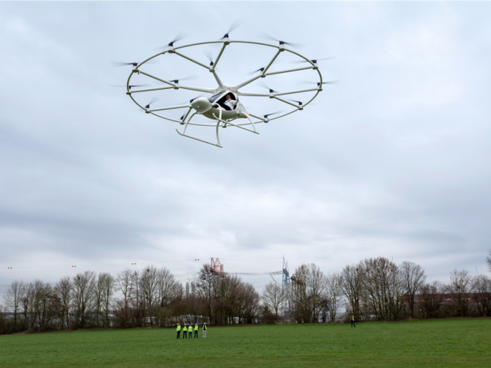 A Volocopter 75 meters away, about 246 feet, is as quiet as the smallest helicopter within 500 meters, about 1,640 feet.