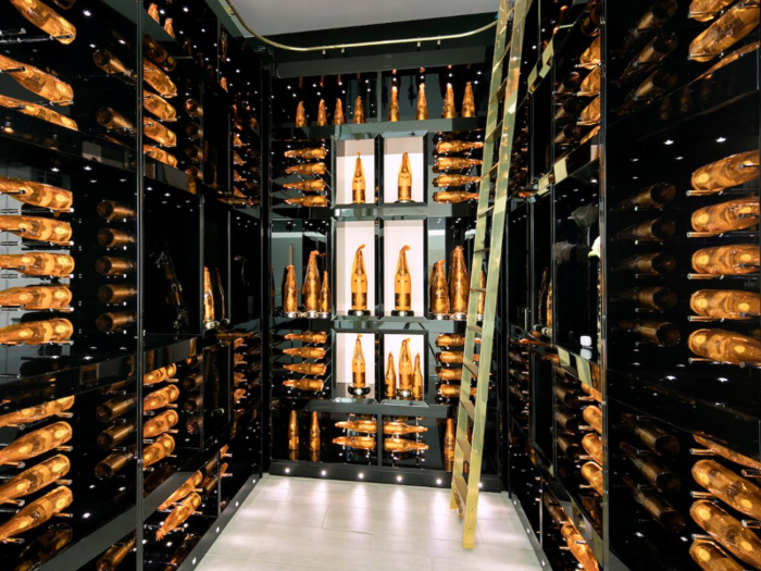 ... as well as a Champagne vault with 170 bottles of Cristal.