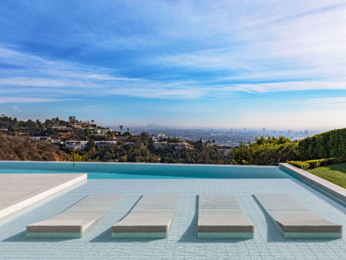 The outdoor pool offers sweeping views of Downtown Los Angeles.