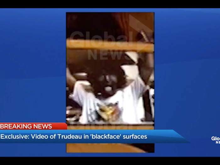 Within days, another photo and a video emerged of Trudeau in blackface. The video, from the early 1990s, shows Trudeau flapping his arms about and sticking his tongue out.