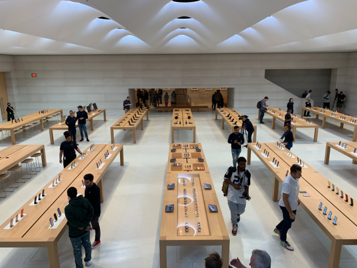 As you walk in, you get a full view of the store, which is now large that Apple CEO Tim Cook has said it