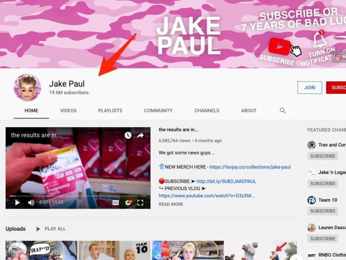 YouTube personality Jake Paul has not posted online about the new verification criteria, but a glimpse at his channel shows there