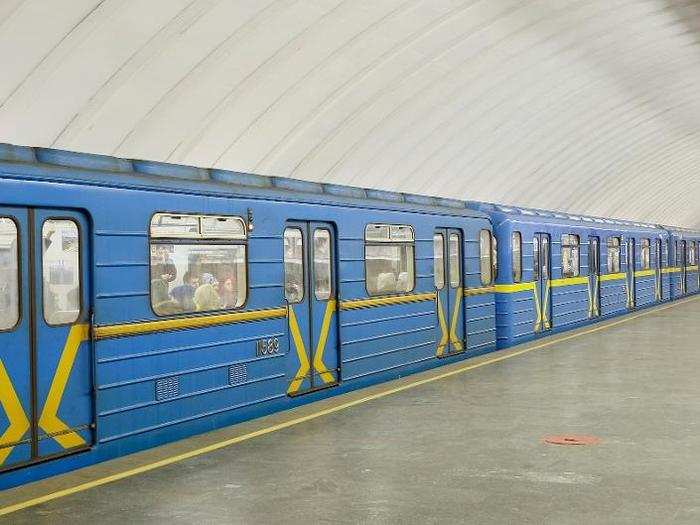 The trains themselves are also brightly colored, and are painted in the blue and yellow colors of the Ukrainian flag.