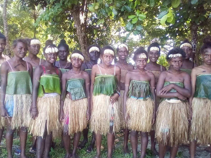 Students gathered on Marovo Island in the Solomon Islands — an island chain close to Papua New Guinea.