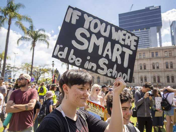 Some protesters joked about how they were skipping school for the day.