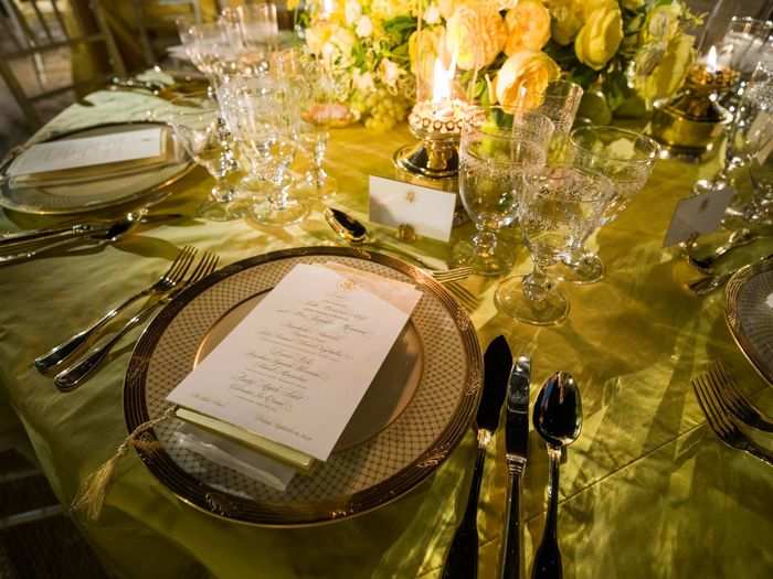 The menu for the evening featured ravioli, summer vegetables, fish, and apple tart.