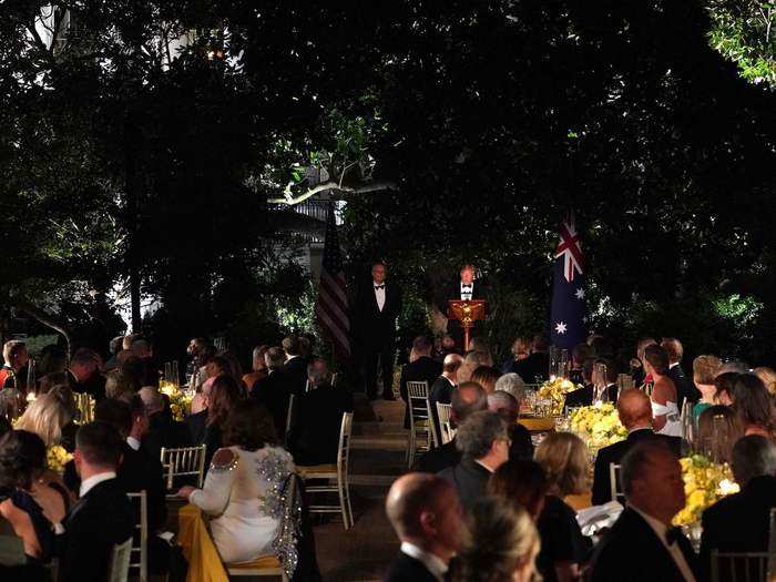 Once everyone was gathered in the Rose Garden, Trump and Morrison both gave toasts highlighting the US and Australia