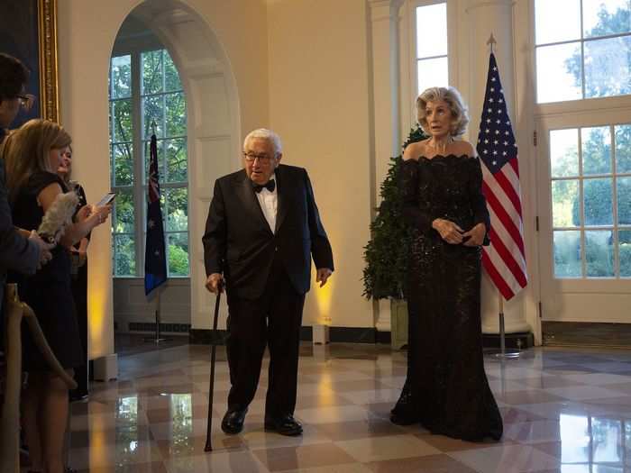 Former US Secretary of State Henry Kissinger and his wife Nancy were there, too.