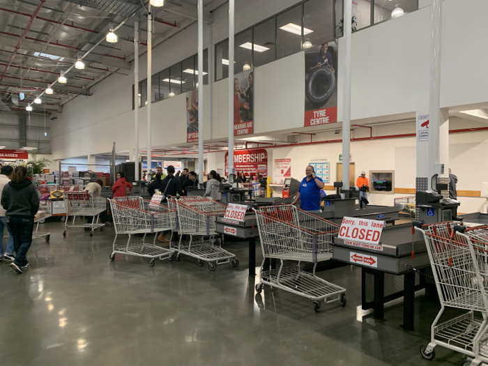 When I reached the checkout line, I was shocked by how many registers were barricaded off with shopping carts. Shoppers used the few open registers to purchase their goods and head out of the store.