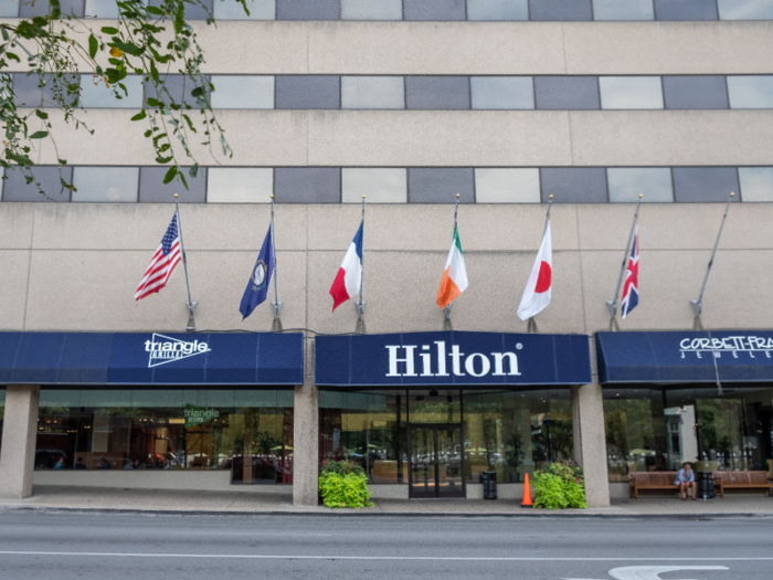 Right next to the Rupp Arena is the Hilton Lexington hotel, where rooms start at about $153 per night.