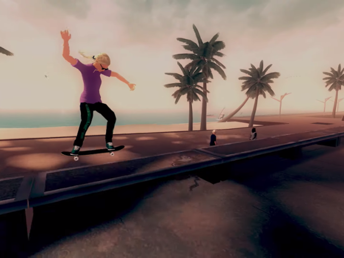 "Skate City" is an arcade-style skateboarding game that lets players pull off all sorts of tricks as the scroll across a preset course.