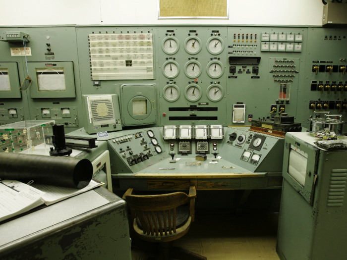 The "B" reactor was the first large-scale nuclear reactor ever built. This is its control room.