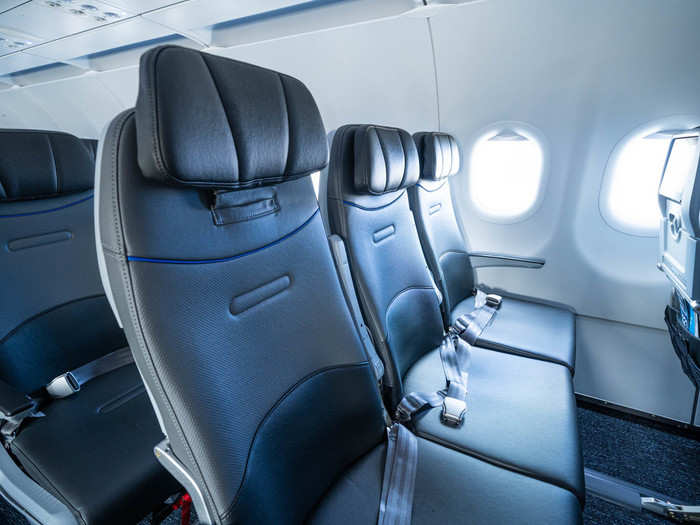 Each seat features an adjustable headrest, which can move up and down...