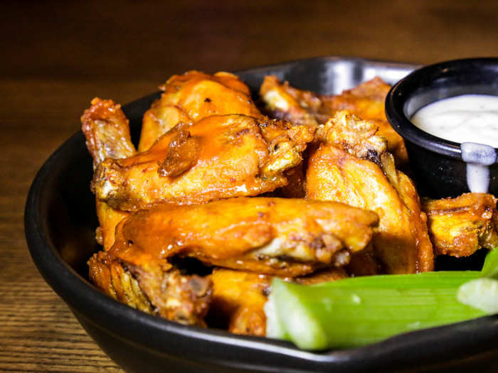 The wings were presented in a faux-cast-iron skillet, which seemed inappropriate. Wings aren