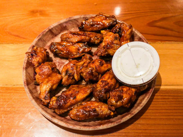 HOOTERS — After much internal debate over whether I should step foot into a breastaurant, I ended up at the Hooters in Manhattan where I ordered a 10-piece order of Daytona Beach style wings for $19.99 plus tax.