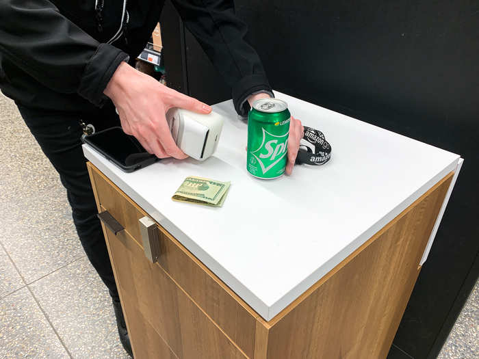 He pulled out a device to process our payment and unlocked a cash register that was tucked inside a drawer. It took him a few minutes to get the device to cooperate, but it eventually scanned the barcode on the Sprite.