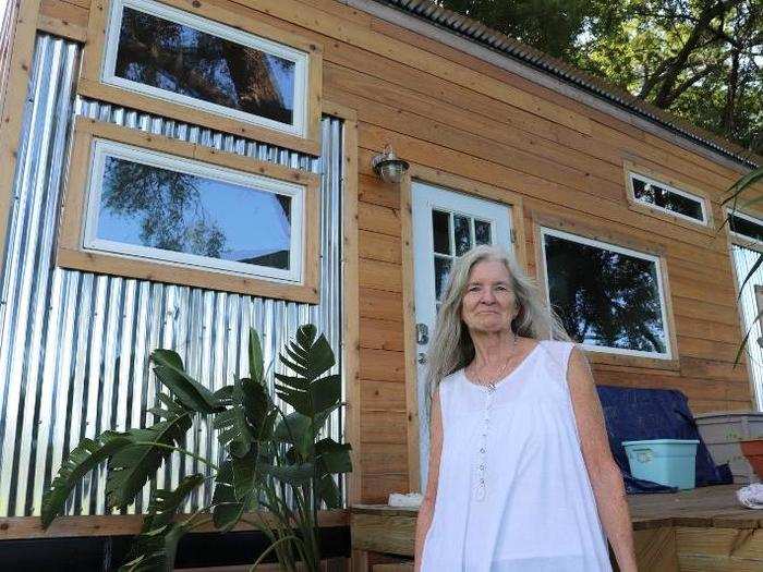 DJ Gilley has lived in her 220-square-foot home since February 2019 and spends about $745 per month on expenses.