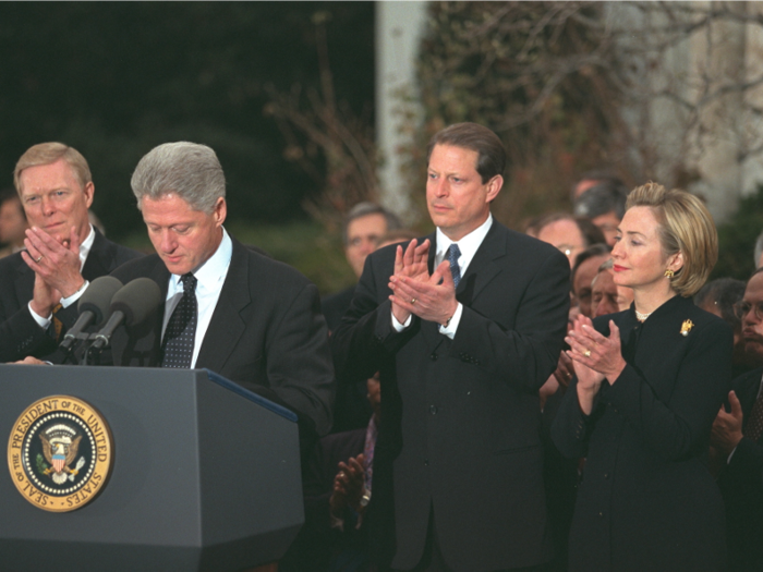 Clinton was tried by the Senate and acquitted on February 12, 1999.