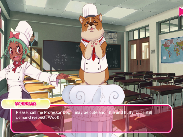 Pretty much every character at the school represents a different anime trope, including Professor Dog, a talking corgi.