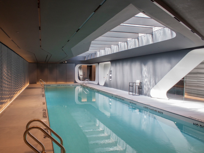 ... a 75-foot skylit swimming pool ...