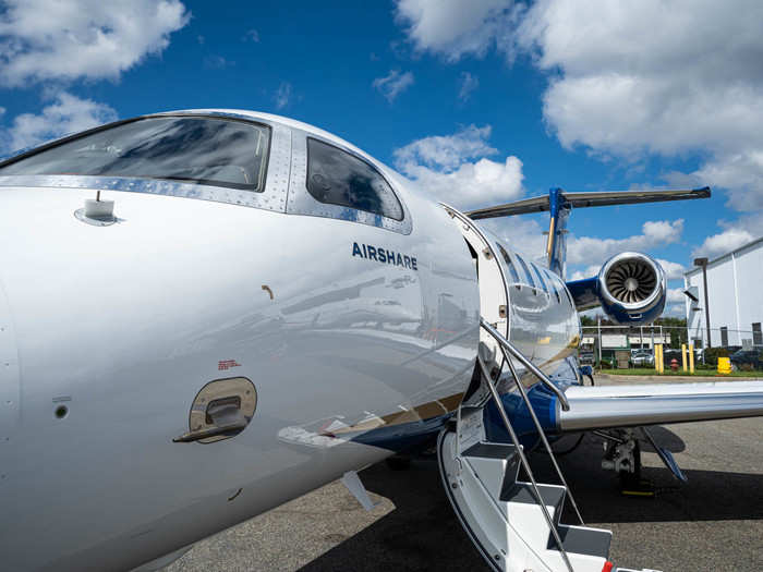 This particular Phenom 300, which I had a chance to ride on during a test flight, is flown by Airshare, a fractional ownership company.