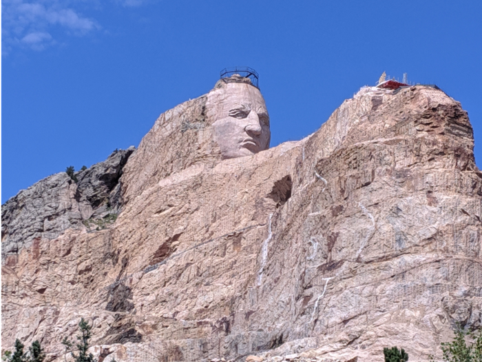 The memorial is based on eye-witness accounts of a Native American called Crazy Horse.