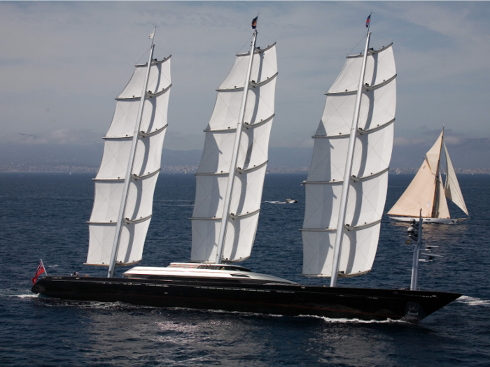 The yacht is distinguished by its trio of sails that are capable of rotating depending on which direction the wind is blowing, which was an innovative feat for the industry at the time that it was built.