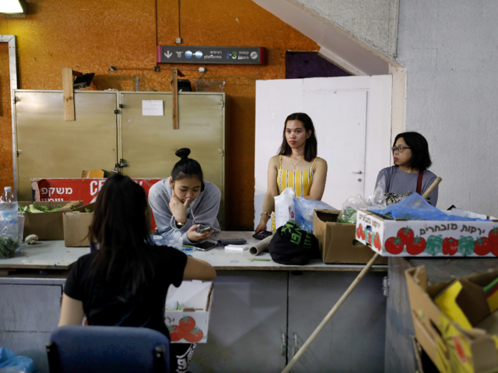 In fact, the entire fourth floor of the station turns into a Filipino food market on Saturdays when public transport is shut down in observation of the Jewish Sabbath.